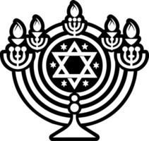 A glyph style icon depicting menorah candlestand vector
