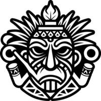 A tribal mask with a pipe in its mouth vector