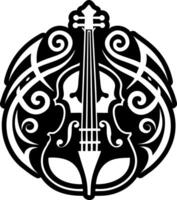 An icon depicting violin instrument in glyph style vector