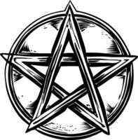 A sketchy style illustration showing pentagram vector