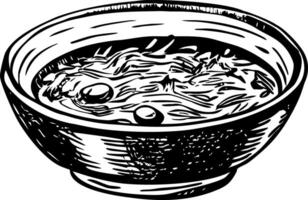 A sketchy style illustration of soup bowl vector