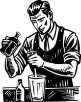 A sketchy style illustration showing bartender vector