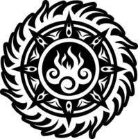 A tribal design with flames and a circle vector