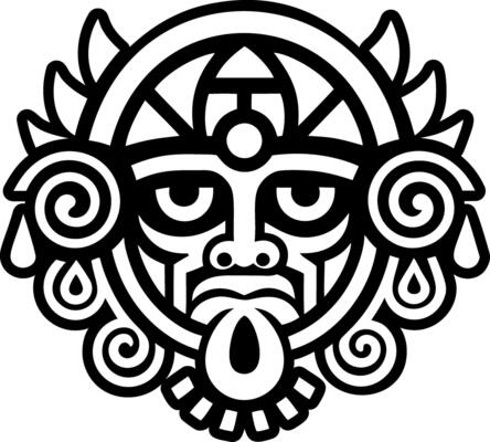 A glyph style icon of rain god tattoo