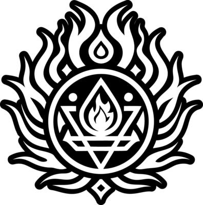 The symbol for the fire is shown in black and white