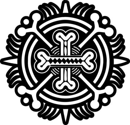 A filled style icon of bone cross tattoo