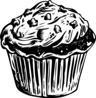 A vintage style illustration of muffin vector