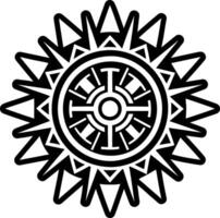 A black and white sun symbol with a tribal design vector