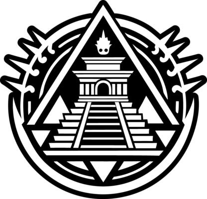 A filled style icon of temple pyramid tattoo