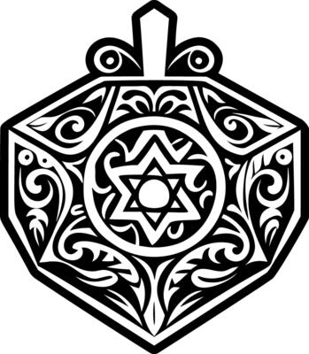 A glyph style icon showing dreidel spinning top