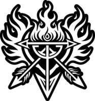 A filled style icon of flaming arrow symbol vector