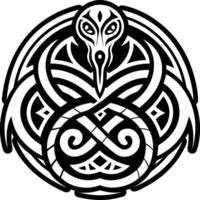 A celtic style design with a bird in the center vector