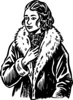 Fur coat illustration in vintage style vector