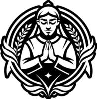 An icon depicting praying hands in glyph style vector