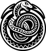 A black and white snake in a circle vector