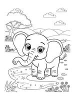 Smiling Elephant by the Sparkling Pond vector