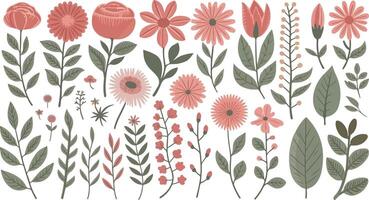 spring-inspired floral drawing in rich colors vector