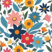 multicolor bloom artwork with leaf accents vector