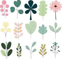 lively rendering of plant and flower bloom group vector