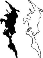 Map of Lake Sunapee New York Silhouette Flat And Outline Design vector