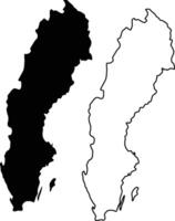 Map of Sweden Silhouette Flat And Outline Design vector