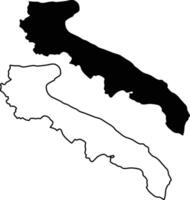 Map of Apulia Silhouette Flat and Outline Design vector