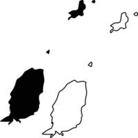 Map of Grenada Silhouette Flat and Outline Design vector