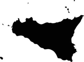 Map of Sicily Silhouette Flat and Outline Design vector