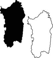 Map of Sardinia Silhouette Flat and Outline Design vector