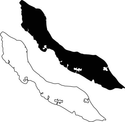 Map of Curacao Silhouette Flat and Outline Design