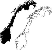 Map of Norway Silhouette Flat And Outline Design vector
