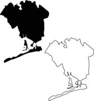 Map of Queens Silhouette Flat and Outline Design vector
