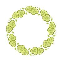illustration of a round frame with cucumber slices showing the juicy flesh. Perfect for any occasion or meal, it embodies the essence of summer and delicious taste. vector