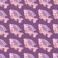 seamless pattern showcases a charming pink fish, characterized by its playful design and smooth lines. Its bright colors and whimsical features evoke a sense of joy, for aquatic-themed art. vector