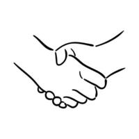 A illustration depicting a handshake in a sketch style. This design emphasizes connection and friendship, showcasing the warmth and trust that come with meaningful relationships. vector