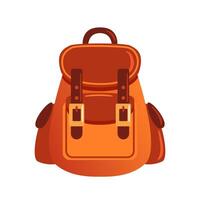 A rugged brown hiking backpack designed for outdoor adventures, featuring multiple compartments for gear storage, adjustable straps for comfort, and a durable material that withstands the elements. vector