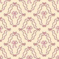 Y2k aesthetic ribbon bow frame seamless pattern. Perfect print for fabric, paper, textile. Hand drawn illustration. vector