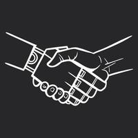 Handshake between a human hand and a robotic hand vector