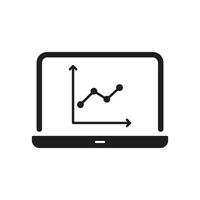 Laptop With Graph Solid Icon. Data Analysis, Business Growth, And Performance Tracking Silhouette Symbol Collection. Financial Insights And Market Trends. Isolated Illustration vector