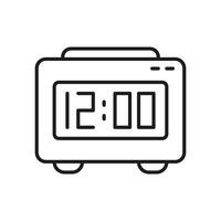 Digital Alarm Clock Line Icon. Time Management And Wake-Up Reminder Outline Symbol. Morning Routine And Scheduling Tool. Editable Stroke. Isolated Illustration vector