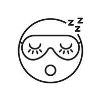 Sleeping Face With Eye Mask Line Icon. Rest, Relaxation, And Sleep Quality Symbol. Nighttime Routine, Sleep Hygiene, And Wellness Concept. Editable Stroke. Isolated Illustration vector