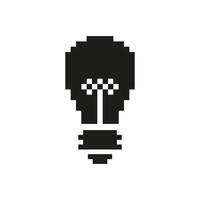 Pixel Art Light Bulb Icon. Innovation, Creativity, And New Ideas Symbol. Retro 8-Bit Style Design. Isolated Illustration vector