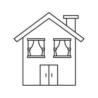 House With Windows And Chimney Line Icon. Residential Architecture And Home Design Outline Symbol. Real Estate, Property, And Living Space Concept. Editable Stroke. Isolated Illustration vector