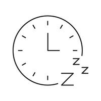 Clock With Sleep Symbol Line Icon. Sleep Schedule, Rest Timing, And Circadian Rhythm Outline Symbol. Sleep Health And Wellness. Editable Stroke. Isolated Illustration vector