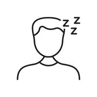 Person Sleeping With Zzz Icon. Sleep, Rest, And Relaxation Outline Symbol. Sleep Quality And Health Concept. Editable Stroke. Isolated Illustration vector