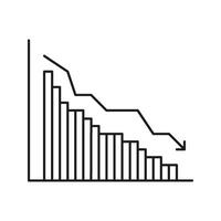 Bar Chart With Downward Trend Line Icon. Financial Decline, Economic Recession, And Market Analysis Outline Symbol. Business Performance Tracking. Editable Stroke. Isolated Illustration vector