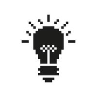 Light Bulb Pixel Art Icon. Innovation, Creativity, And New Ideas Symbol. Brightness And Inspiration Representation. Isolated Illustration vector