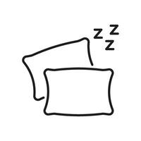 Pillows With Sleep Symbol Line Icon. Rest, Relaxation, And Sleep Quality Outline Symbol. Bedroom Comfort And Nighttime Routine. Editable Stroke. Isolated Illustration vector