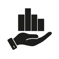 Hand Holding Bar Graph Solid Icon. Business Growth, Financial Management, And Data Analysis Silhouette Symbol. Investment Strategy And Economic Development. Isolated Illustration vector