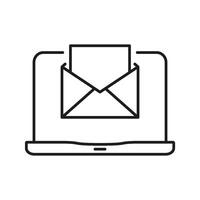 Laptop With Email Envelope Line Icon. Digital Communication, Online Messaging, And Email Marketing Outline Symbol. Business Correspondence. Editable Stroke. Isolated Illustration vector